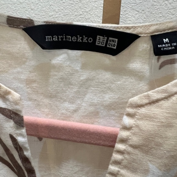 Uniqlo x Marimekko Women's Linen Blend Short Sleeve Dress With Pockets Natural M - Picture 4 of 8